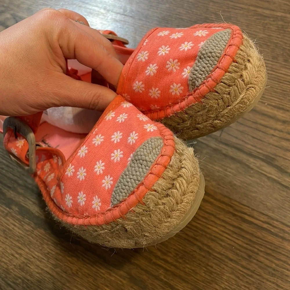 FREE PEOPLE SURFSIDE DAISY PRINT MARY JANE ESPADRILLES TANGERINE ORANGE EU39 NEW - Picture 10 of 12